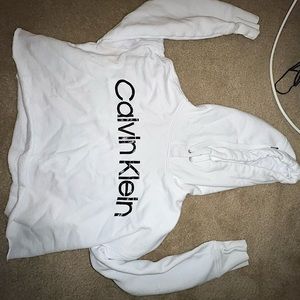 Calvin Klein white cropped hoodie